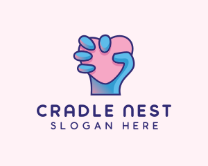 Heart Hand Hold logo design