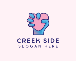 Heart Hand Hold logo design