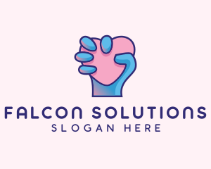 Heart Hand Hold logo design