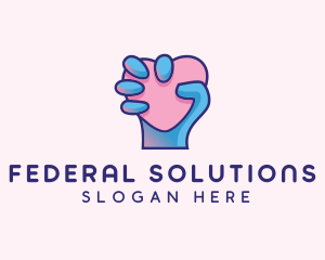 Heart Hand Hold logo design