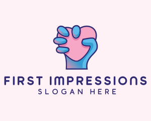 Heart Hand Hold logo design