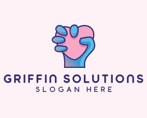 Heart Hand Hold logo design