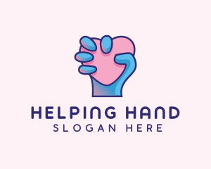 Hand - Heart Hand Hold logo design