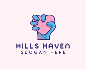 Heart Hand Hold logo design