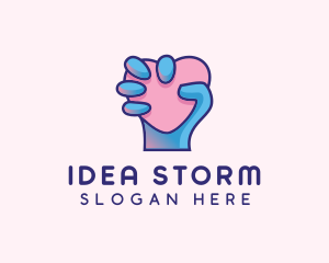 Heart Hand Hold logo design