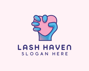 Heart Hand Hold logo design