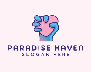 Heart Hand Hold logo design