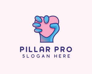 Heart Hand Hold logo design