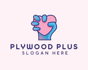 Heart Hand Hold logo design