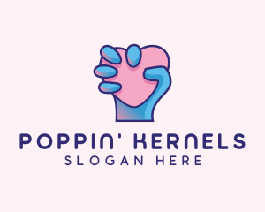 Heart Hand Hold logo design