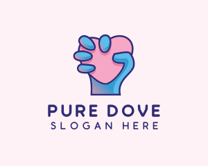 Heart Hand Hold logo design