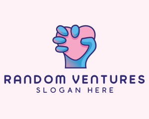 Heart Hand Hold logo design