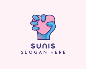 Heart Hand Hold logo design