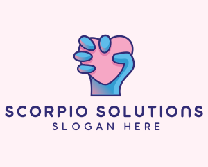 Heart Hand Hold logo design