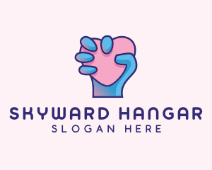 Heart Hand Hold logo design