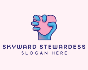 Heart Hand Hold logo design