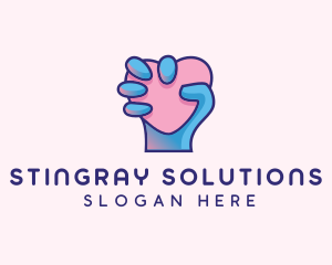 Heart Hand Hold logo design