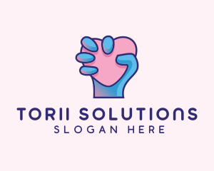 Heart Hand Hold logo design