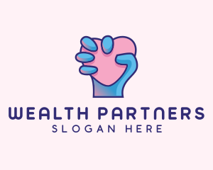 Heart Hand Hold logo design