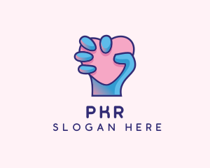 Heart Hand Hold logo design