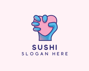 Heart Hand Hold logo design