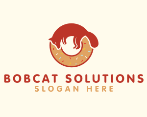 Bobcat - Fox Doughnut Letter O logo design