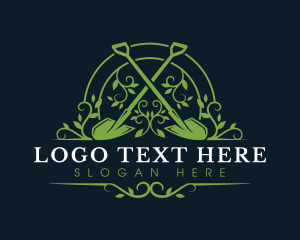 Leaf - Shovel Gardening Plant logo design