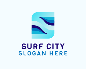 Sea Water Wave Letter S logo design