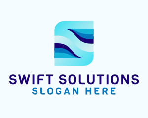 Sea Water Wave Letter S logo design