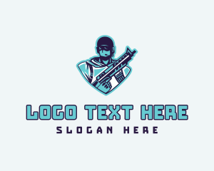 Soldier - Rifle Soldier Gaming logo design