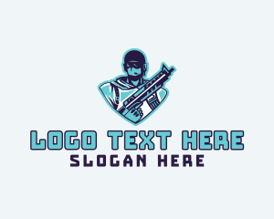 Veteran - Rifle Soldier Gaming logo design