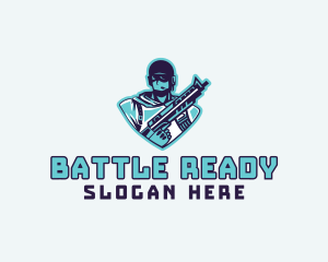 Soldier - Rifle Soldier Gaming logo design