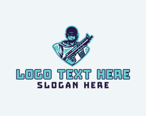 Gun - Rifle Soldier Gaming logo design