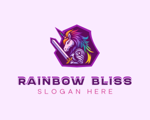 Rainbow Crusader Unicorn logo design