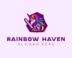 Rainbow Crusader Unicorn logo design