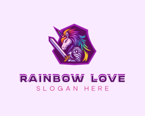 Rainbow Crusader Unicorn logo design