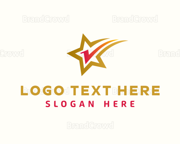 Shooting Star Letter V Logo