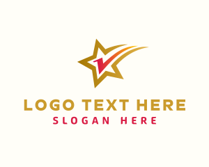 Success - Shooting Star Letter V logo design