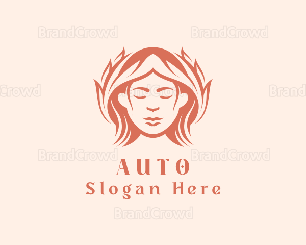 Woman Leaf Hairstyle Logo