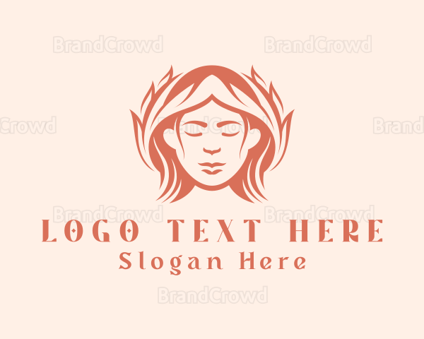 Woman Leaf Hairstyle Logo