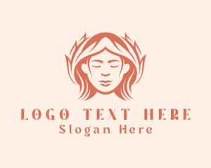 Hairstyle - Woman Leaf Hairstyle logo design