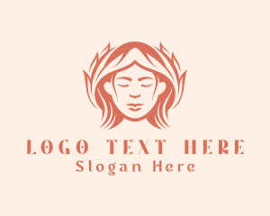 Woman - Woman Leaf Hairstyle logo design