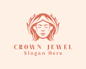 Woman Leaf Hairstyle logo design