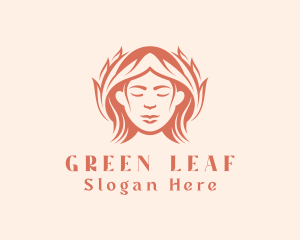 Woman Leaf Hairstyle logo design