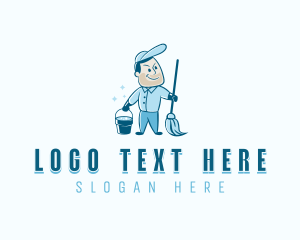 Cleaning Brush - Janitorial Housekeeping Cleaner logo design