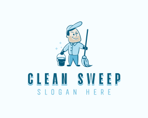 Custodian - Janitorial Housekeeping Cleaner logo design