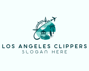 Airplane Beach Coast Travel  Logo