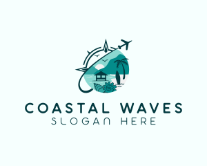 Airplane Beach Coast Travel  logo design