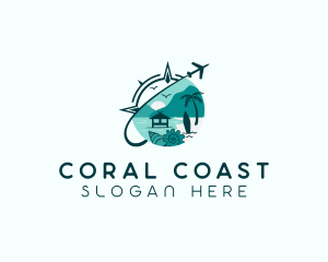 Airplane Beach Coast Travel  logo design