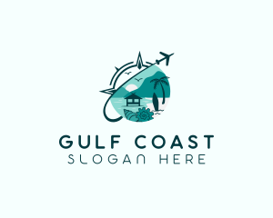 Airplane Beach Coast Travel  logo design